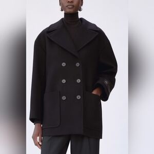Aritzia Classic Black Pea Coat